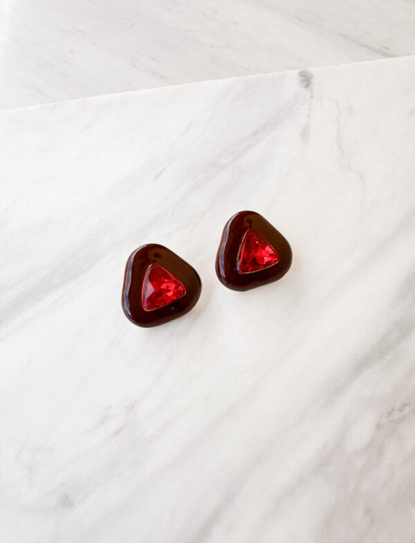 Red Triangle Earrings