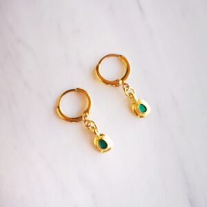 Emerald drop hoops